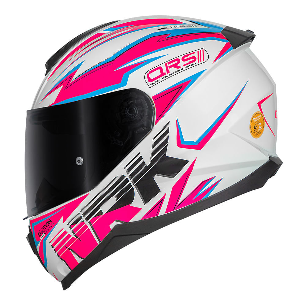 Capacete Moto Feminino Norisk Razor Ghost Gráfico Design Moderno Fechamento Micrométrico INMETRO