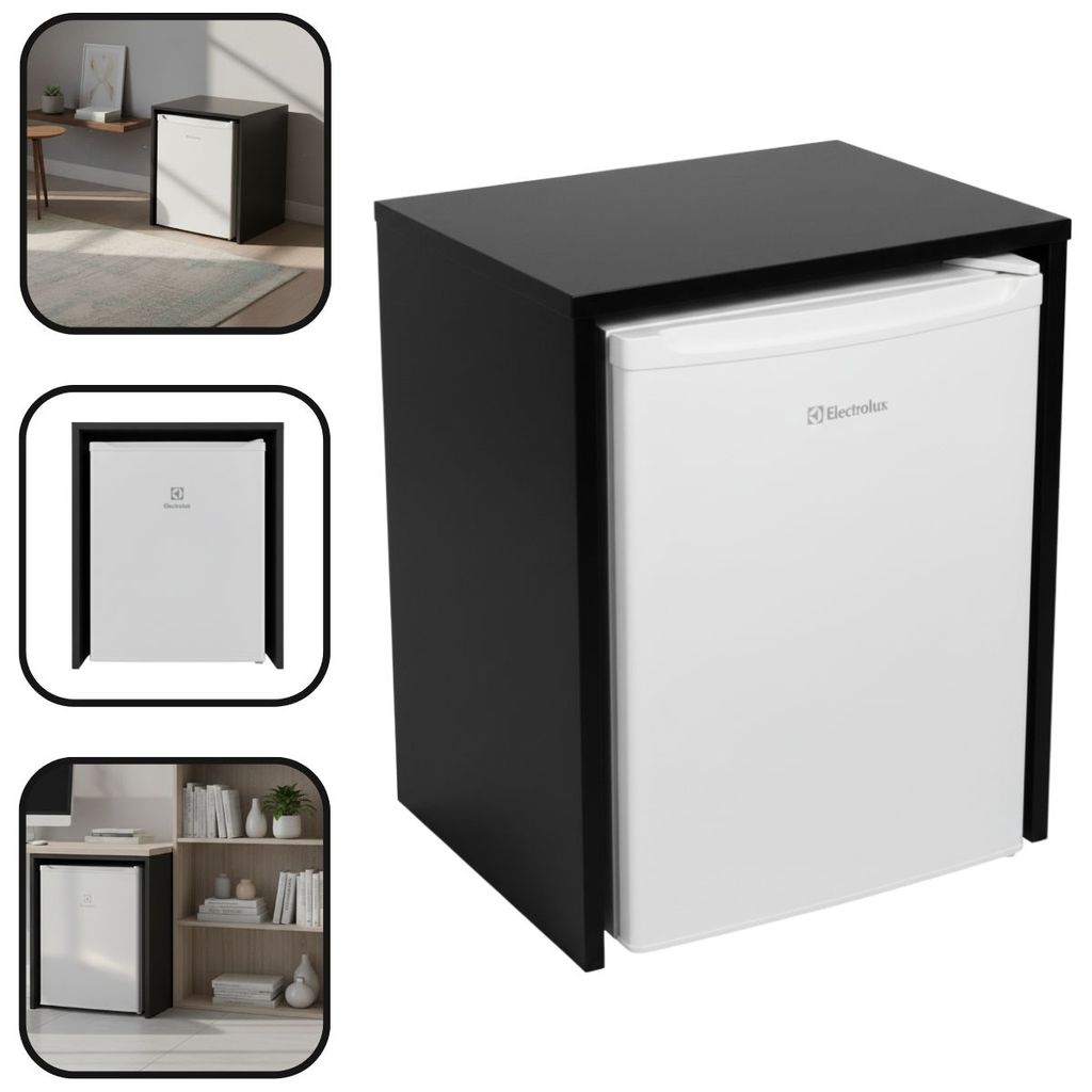 Nicho Aparador Para Frigobar MDF - 53x48x45cm Preto em Oferta na Shopee