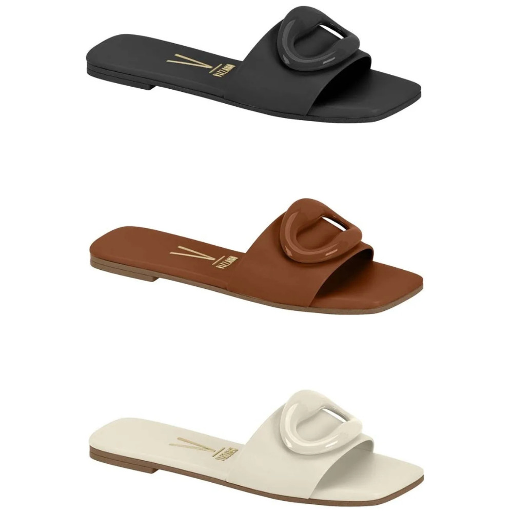 Sandália Rasteira Vizzano Slide Feminina Versátil Confortável Original Estilo Look