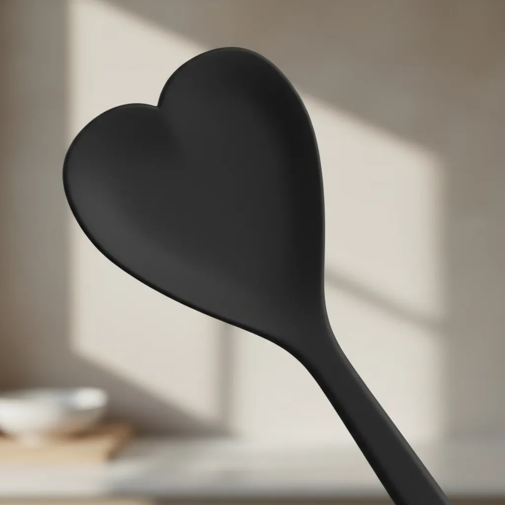 Espátula De Silicone Em Formatro De Coração Preto 30 cm