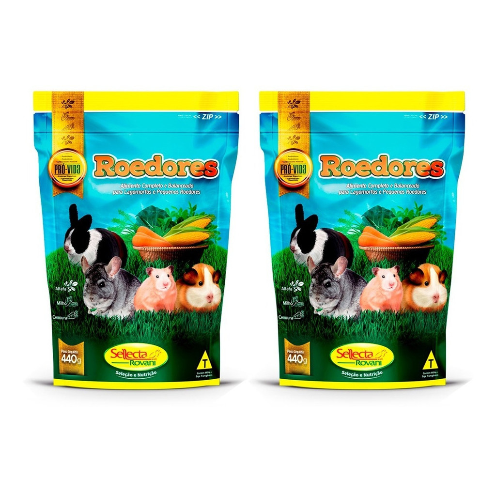 Kit 2 Ração Sellecta Roedores - Hamster - Coelho - Porquinho