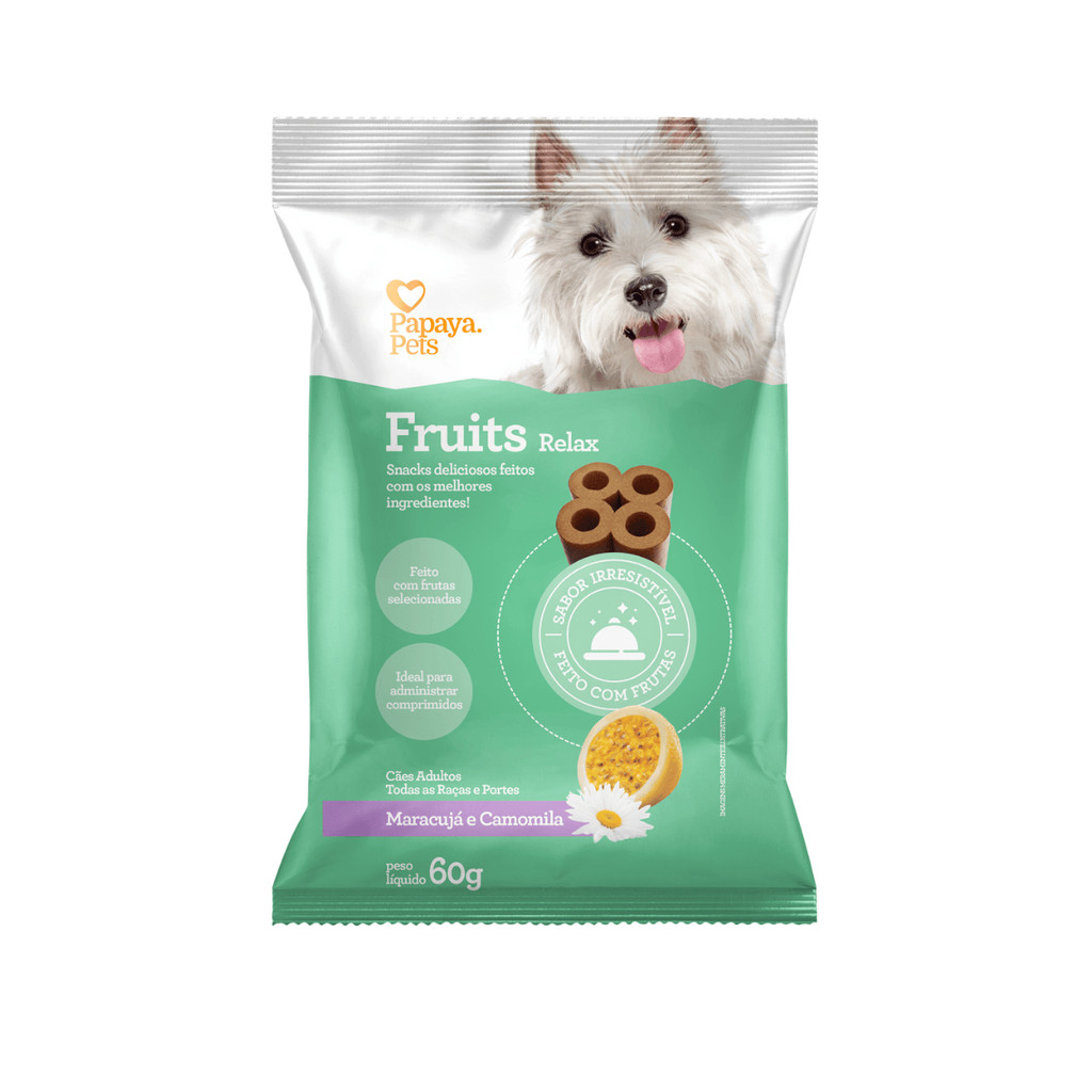 Petisco P/ Cães Fruits Relax Papaya Maracujá e Camomila 60G