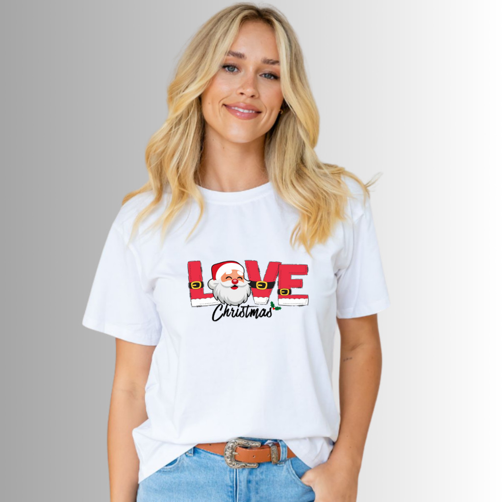 Camiseta Camisa Camisa Camiseta Natalina Básica 100% Algodão Estampada Love Natal Lançamento Envio Rápido Algodão Envio 