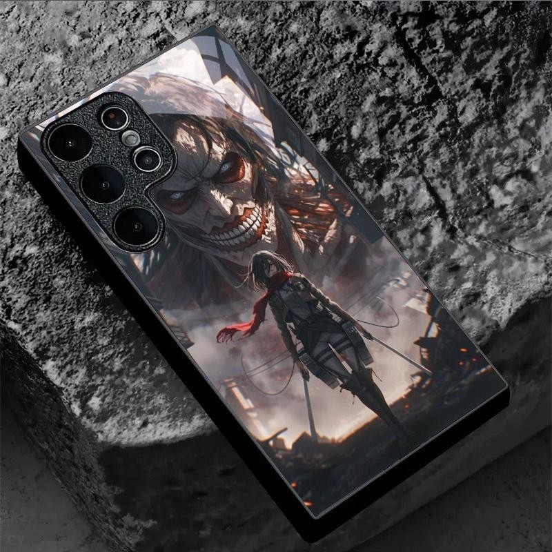 Capa De Telefone Com design Attack on Titan 03 De Vidro Para Samsung Galaxy S20 S21 S22 S23 S24 S25 Ultra Plus S23FE S24