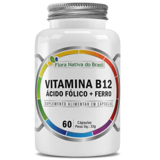Vitamina B12 + Ácido Fólico + Ferro 500mg C/60 Cápsulas - Flora Nativa em Oferta na Shopee