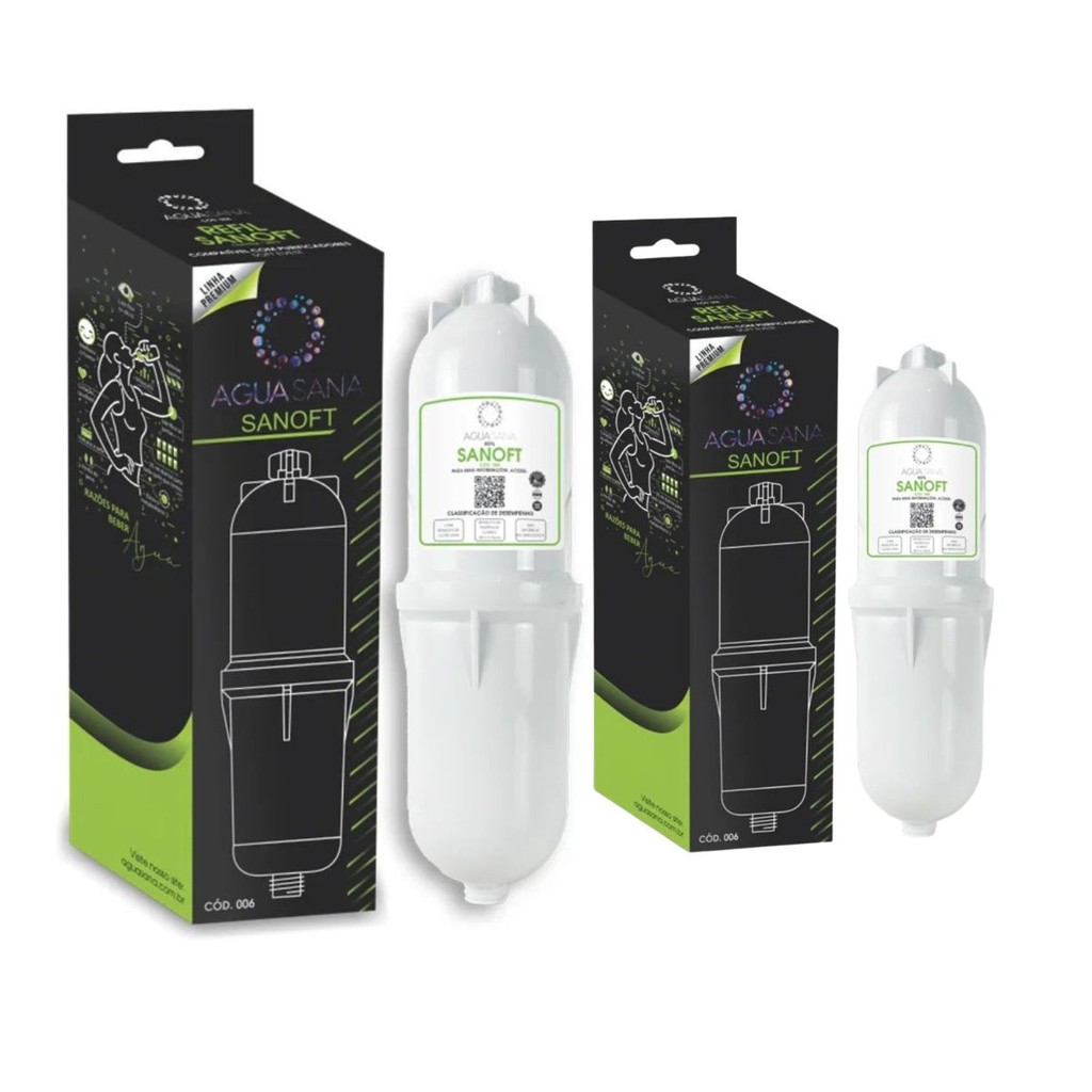 Kit 2 Refils Filtro Vela para Bebedouro Purificador de Água Soft Everest AguaSana Sanoft