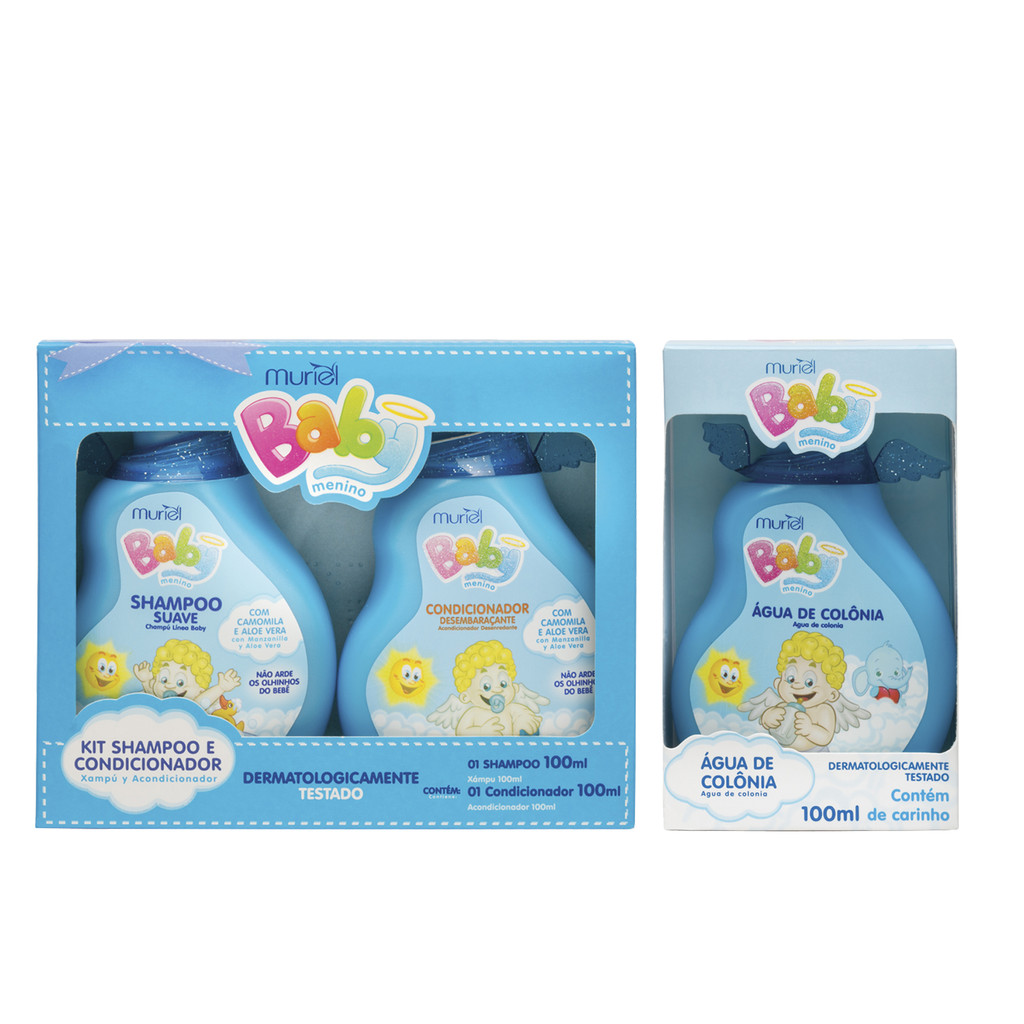 KIT SHAMPOO CONDICIONADOR E AGUA DE COLONIA BABY AZUL MURIEL