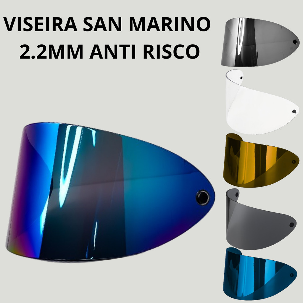 Viseira Capacete San Marino 788 Bolt 2.2mm Anti-Risco Colorida Espelhada em Oferta na Shopee
