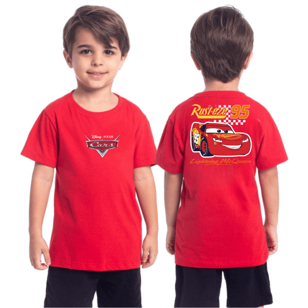 Camiseta Infantil Juvenil - Adulto - Unissex - Cars Relâmpago Mcqueen - 100% Algodão - Estampa Personalizada   CMS
