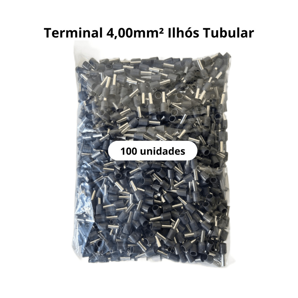 Terminal Elétrico 4,00mm²  Ilhós Tubular 100 unidades em Oferta na Shopee