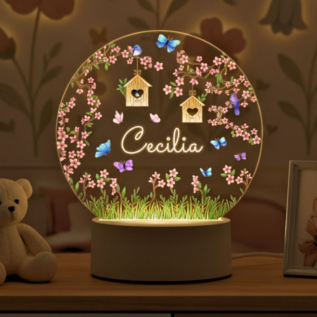 Luminária Personalizada Com Nome A Sua Escolha Para Quarto Menina Natureza Abajur Decoração Infantil em Oferta na Shopee