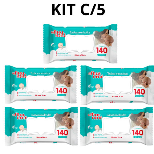 Kit 5 Toalhas Meu Nenê c/140 cada pcte - Total 700 Com Tampa