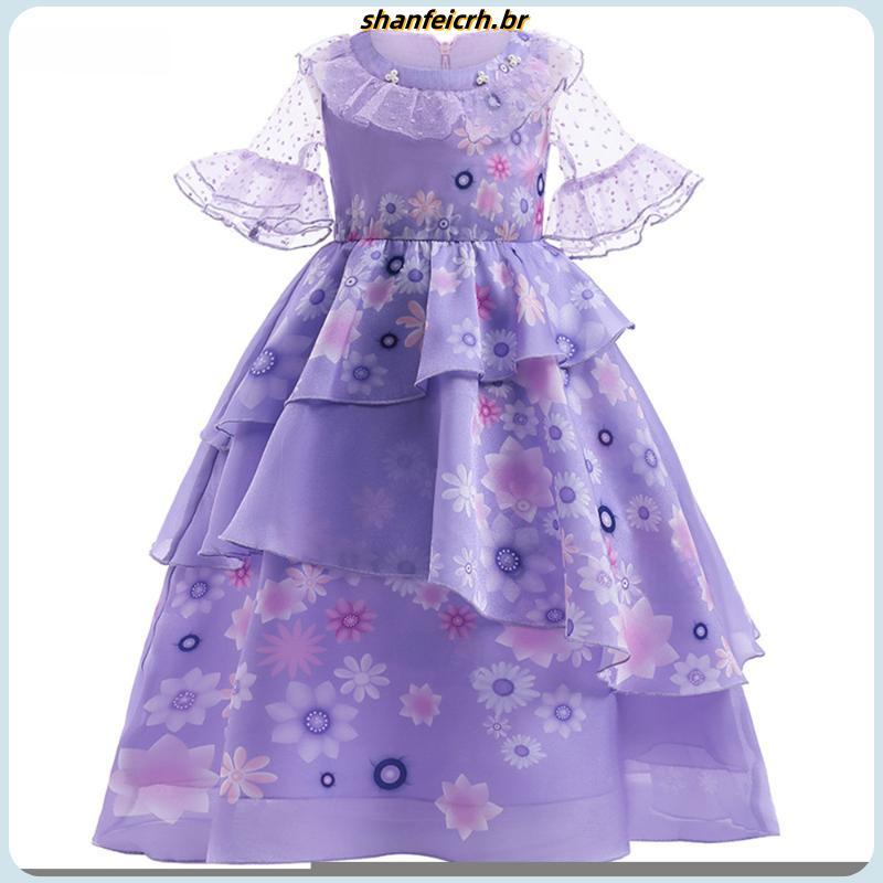 Disney Encanto Madrigal Dolores Meninas Vestido Cosplay Chique Carnaval Halloween Fantasia Para Crianças
