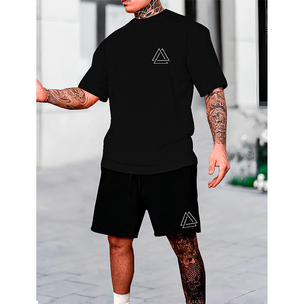 Kit Conjunto Bermuda Camiseta 3 Triângulos Camisa Masculina