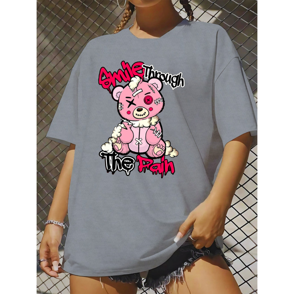 Camiseta Camisa Feminina Oversized Streetwear Estilo de Rua Gola Redonda Personalizada 100% Algodão