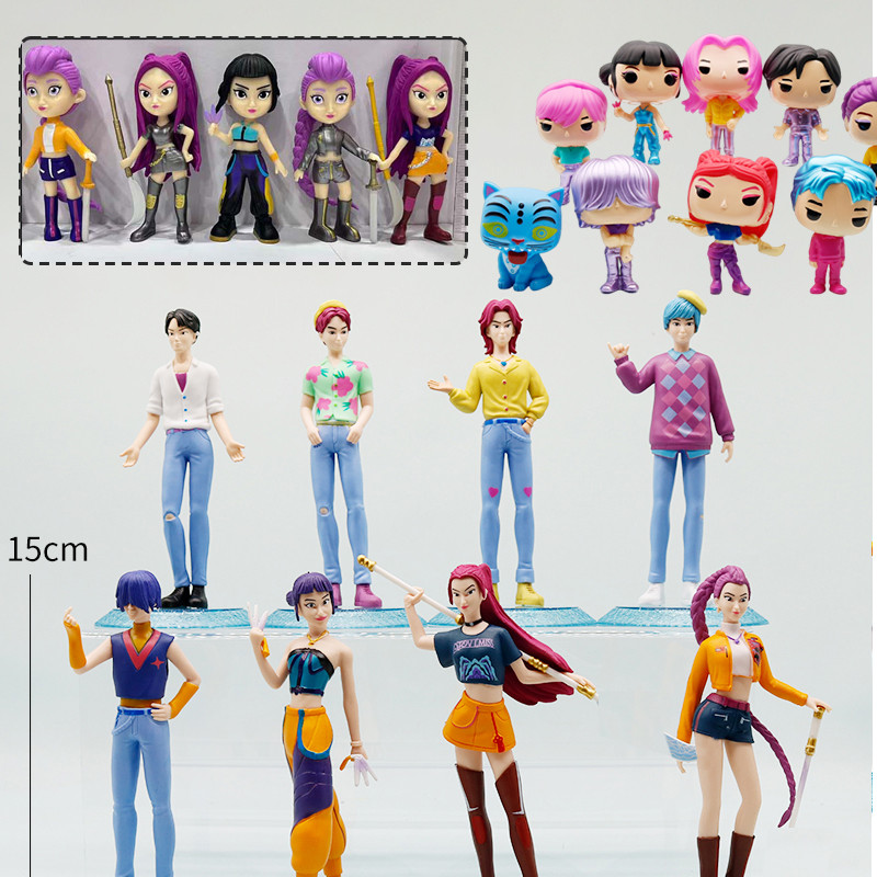 Conjunto De 6 Peças KPop Demon Hunters Rumi Saja Boys Coleções De Enfeites De Modelo De Mesa