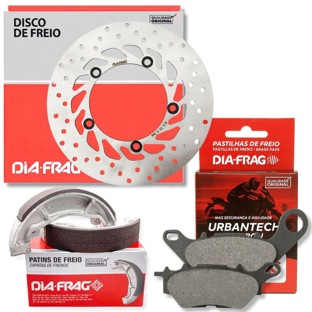 Disco de Freio Fazer 150 2013-2015/ Factor 125/150 2009-2015 + Pastilhas e Lona Diafrag