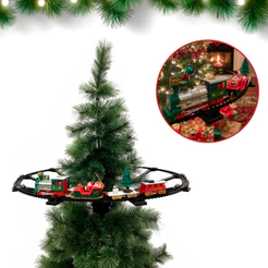 Trem Elétrico Árvore Natal Locomotiva Luxo Premium - Trenzinho Papai Noel Vermelho