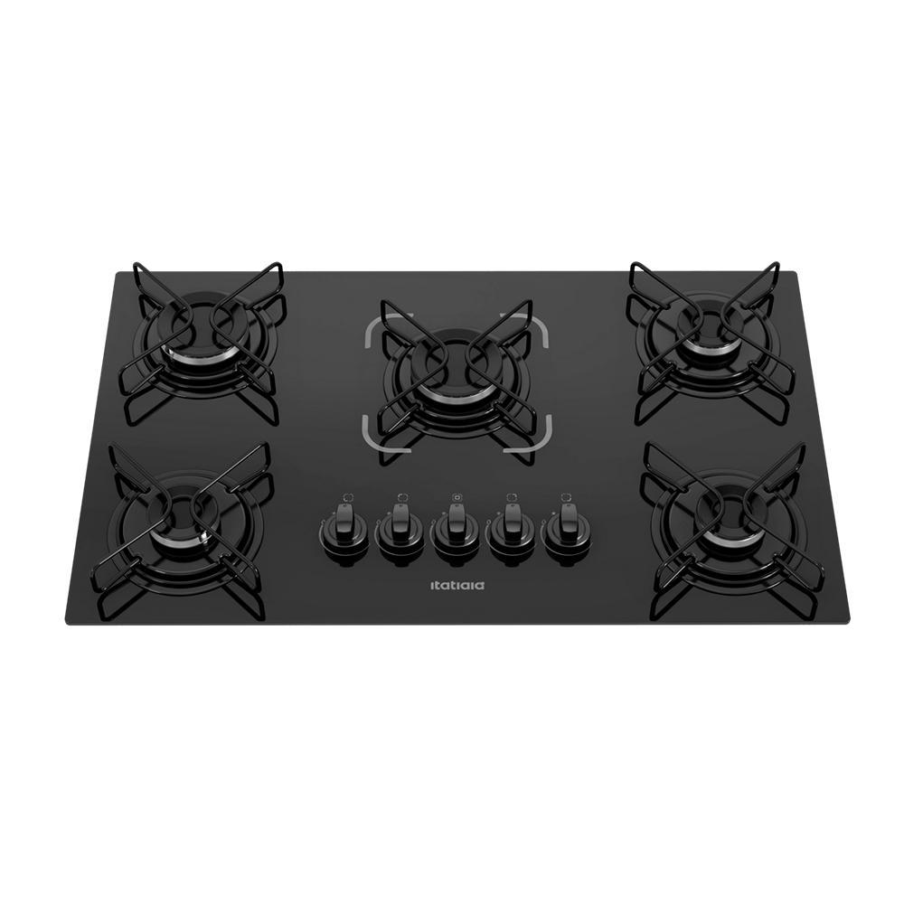 Imagem Cooktop 5 Bocas Itatiaia Essencial Vidro Temperado Gás 5Q Pr