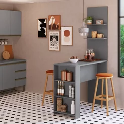 Bancada para Cozinha com 3 Prateleiras Luna