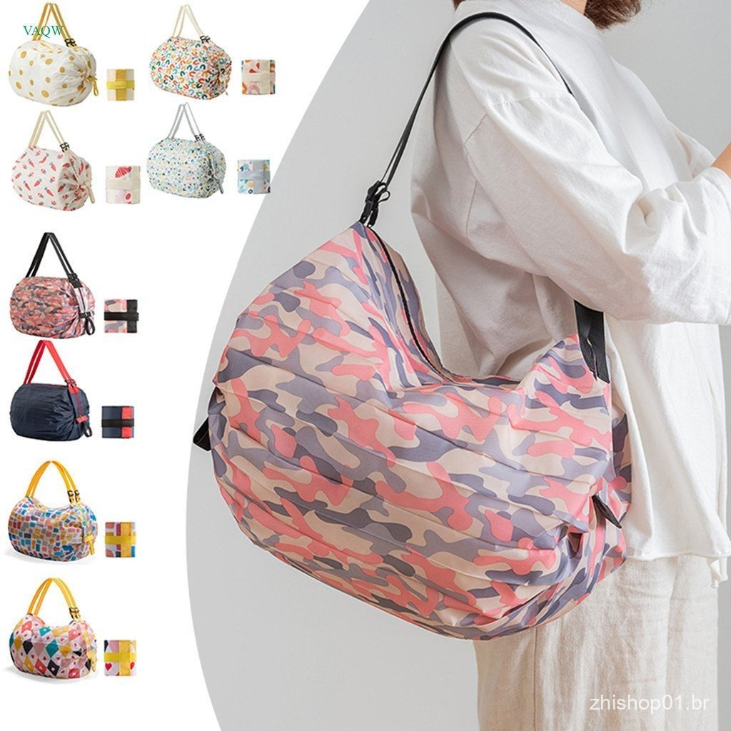VQW 1PC Bolsa De Compras Dobrável Armazenamento Portátil Para Viagem À Prova D'água Praia De Supermercado