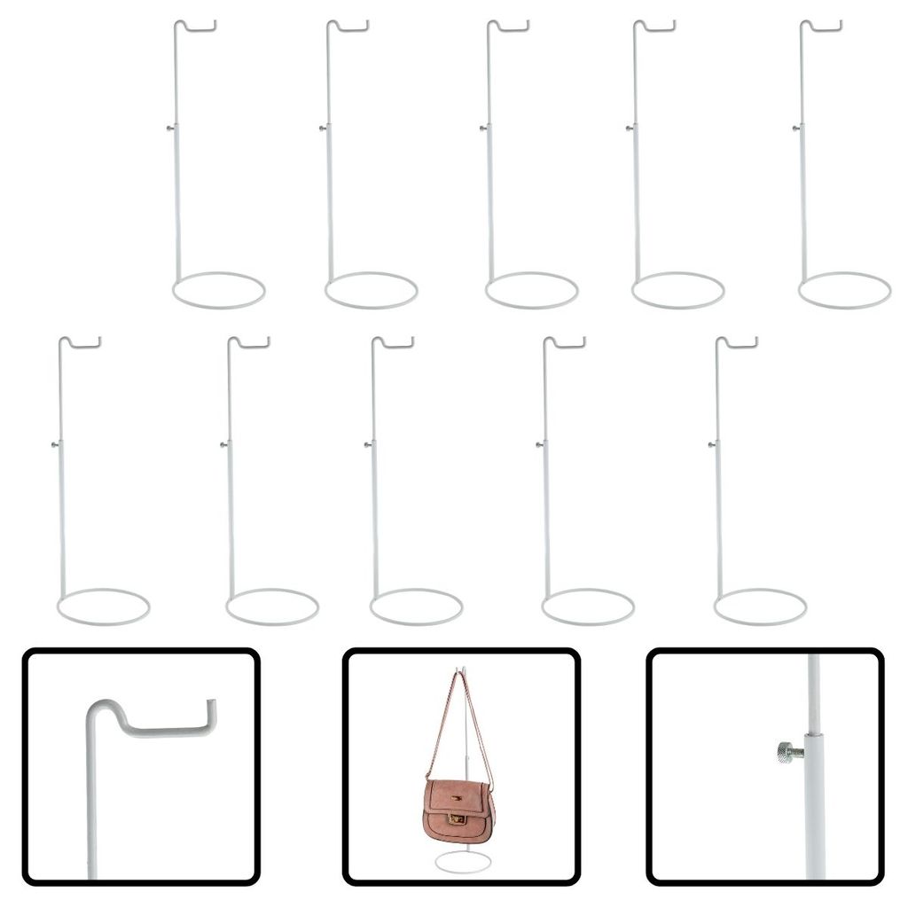 Kit 10 Suporte Expositor Para Bolsas Balcão Vitrine Lojas Branco