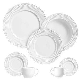 Aparelho de Jantar/Chá Porto Brasil Roma | Cerâmica, 42 Peças, Branco em Oferta na Shopee