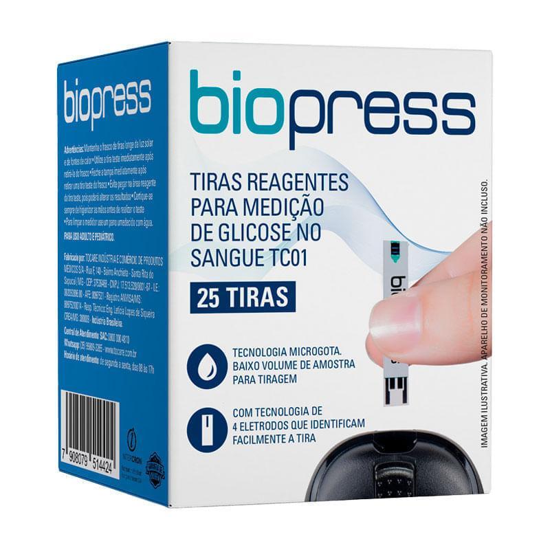 Tiras Reagentes Para Medição de Glicose Biopress 25 Unidades em Oferta na Shopee