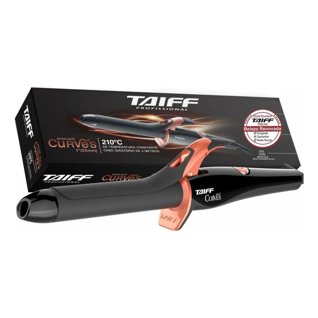 Modelador de Cabelos Profissional Taiff Curves 25mm Bivolt Automático em Oferta na Shopee