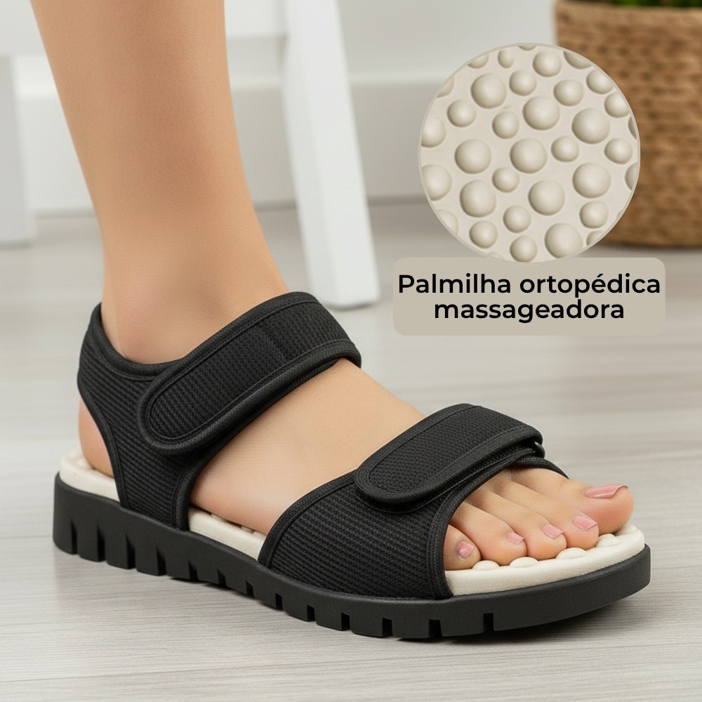 Sandália Papete Feminina Ortopédica Com Velcro Super Confortável Leve Macia Palmilha Massageadora