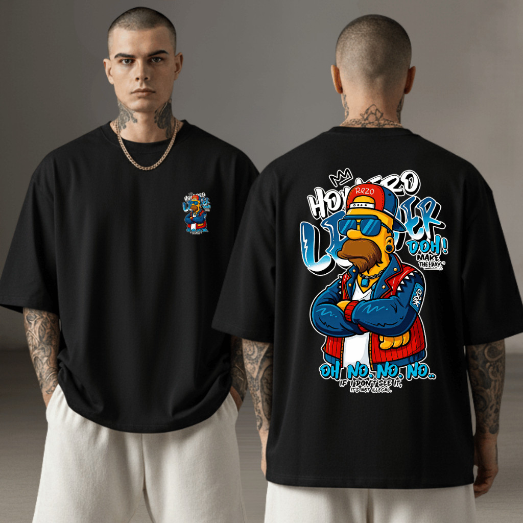 [Camiseta Premium em Algodão Puro]GXG Camiseta Streetwear Oversized Masculina Camisa Long Line Over Estampa Streetwear S
