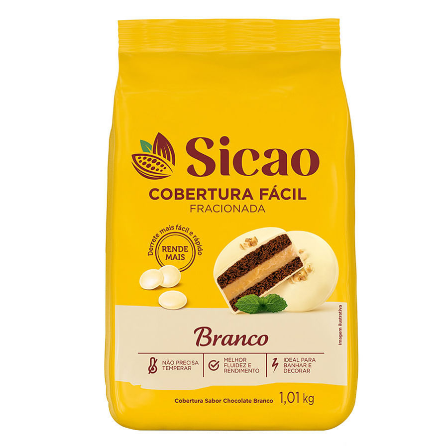 Chocolate Branco Cobertura Fracionada 1,01Kg Sicao em Oferta na Shopee