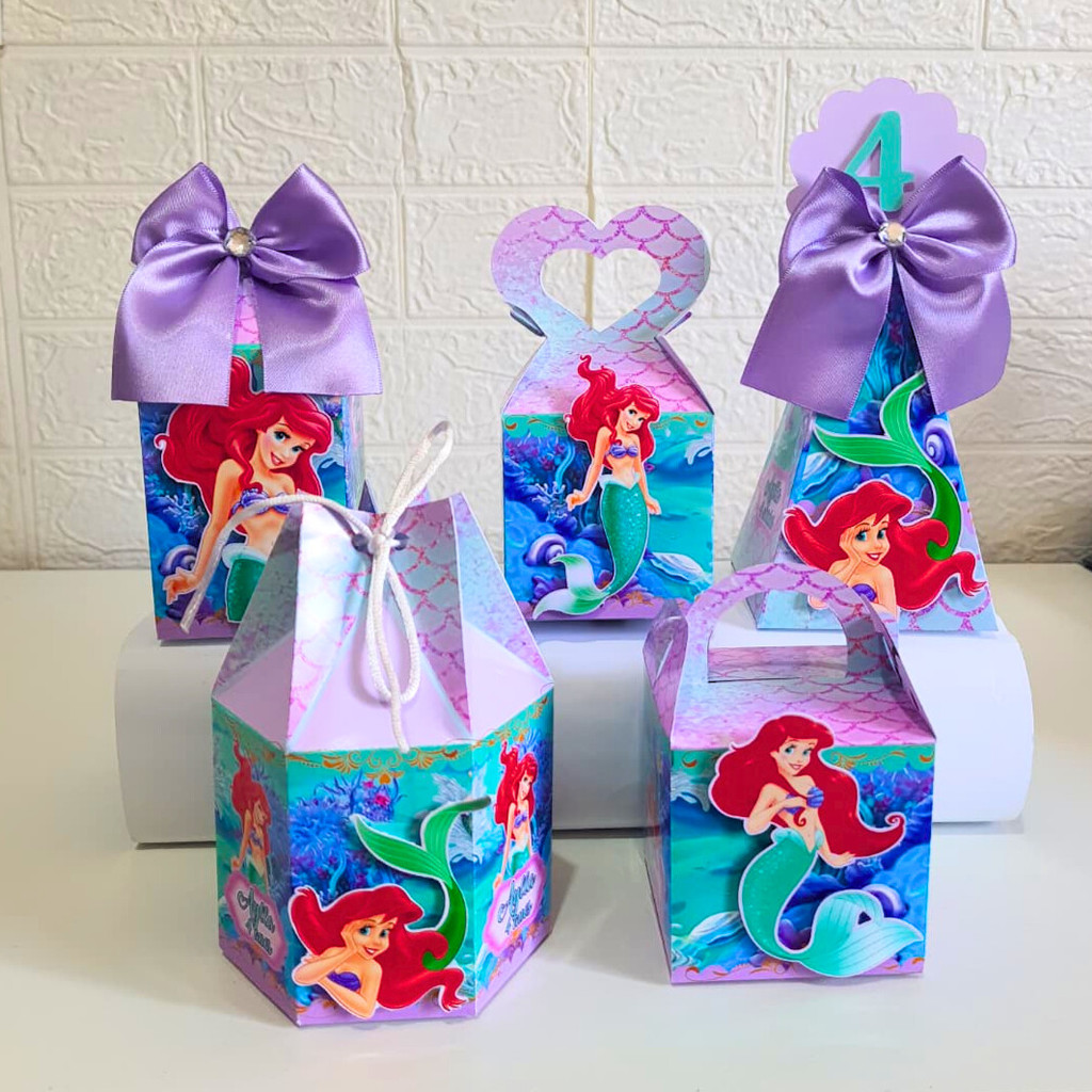 Kit Festa Personalizados PEQUENA SEREIA PRINCESA ARIEL caixinhas para lembrancinha aniversário