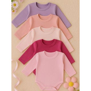 Kit c/5 Body Manga Longa de Bebês Meninas em Oferta na Shopee