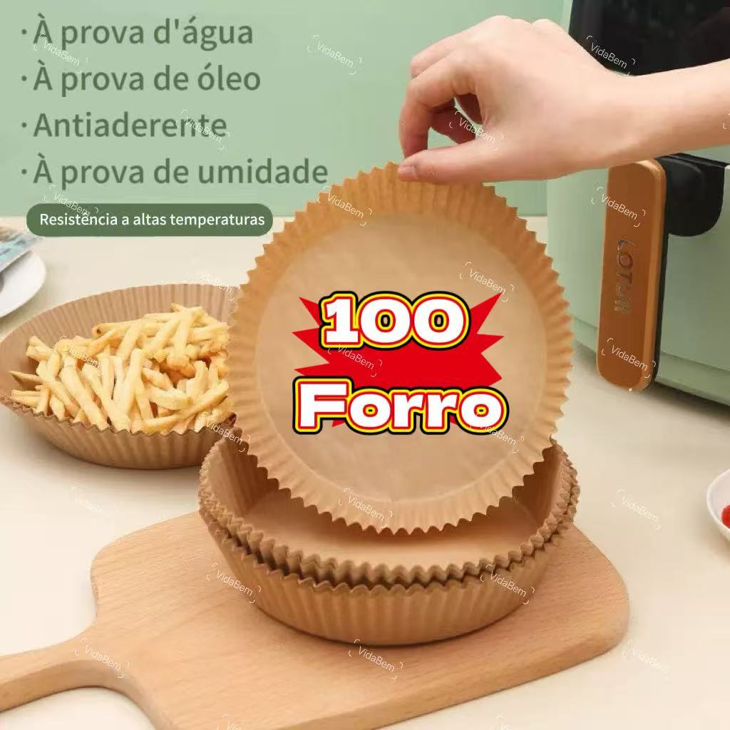 Kit 100/200/300 Forro de Papel Descartável para Airfryer Antiaderente,Redondo,Anti-Óleo Sem Limpeza