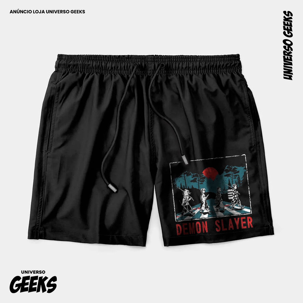 Bermuda Tactel Demon Slayer Abbey Road Short Confortável Com Elastano Ideal Lazer Treino Esportes Praia