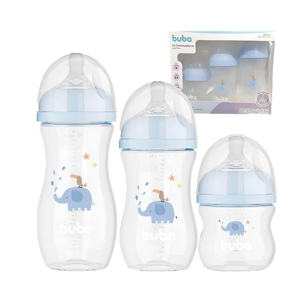Kit Mamadeira Easy Flow Elefante 120ml, 270ml e 330ml-Buba em Oferta na Shopee