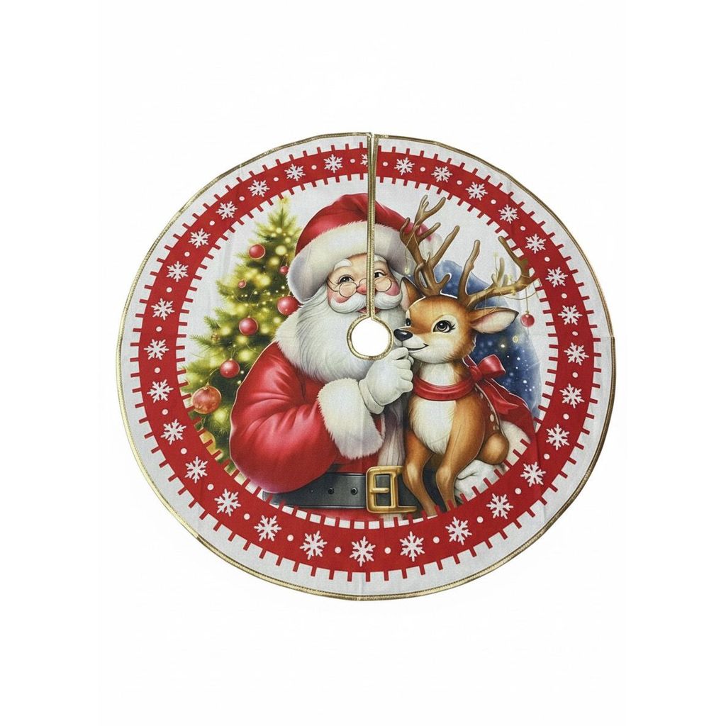 Saia Para Árvore De Natal Veludo 90Cm Vermelha Saia Noel Feliz Natal Luxo