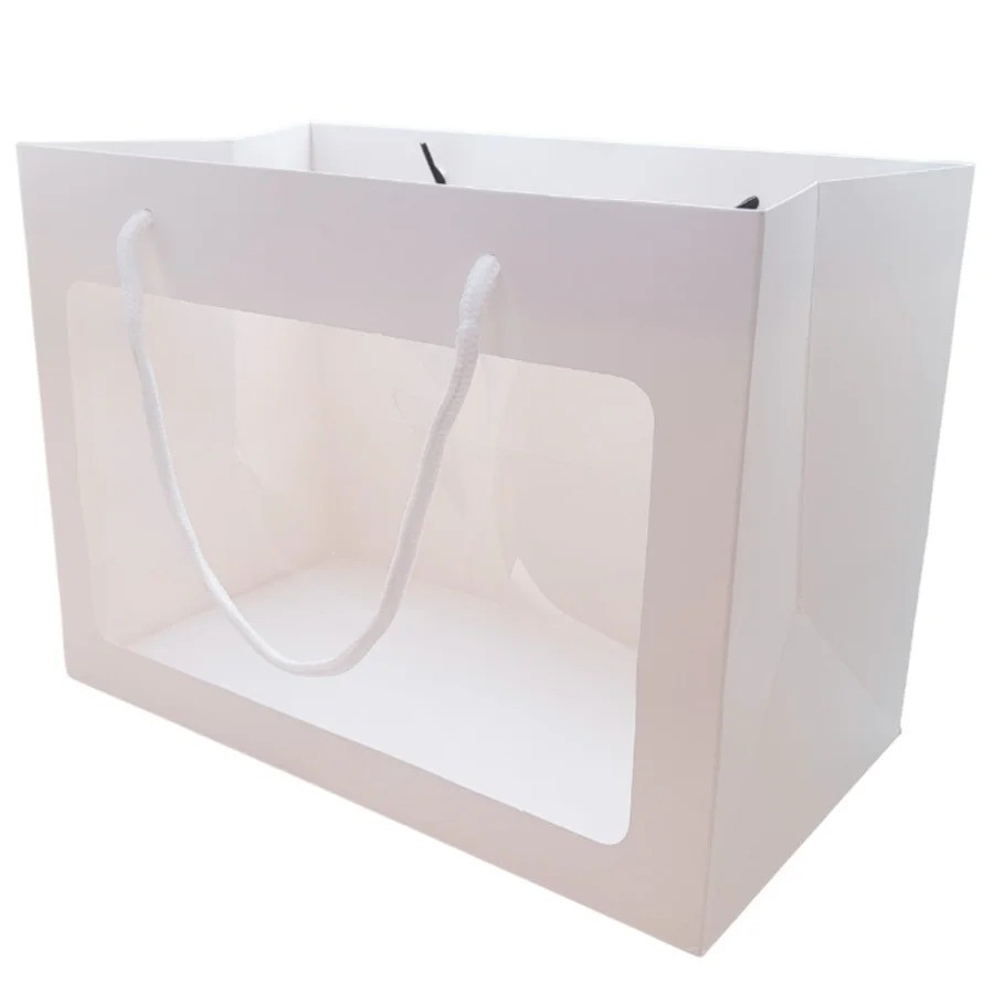 Sacola de Papel com visor de PVC 24x24x26,5cm - Branca - 1 unidade - Rizzo em Oferta na Shopee