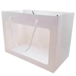 Sacola de Papel com visor de PVC 24x24x26,5cm - Branca - 1 unidade - Rizzo