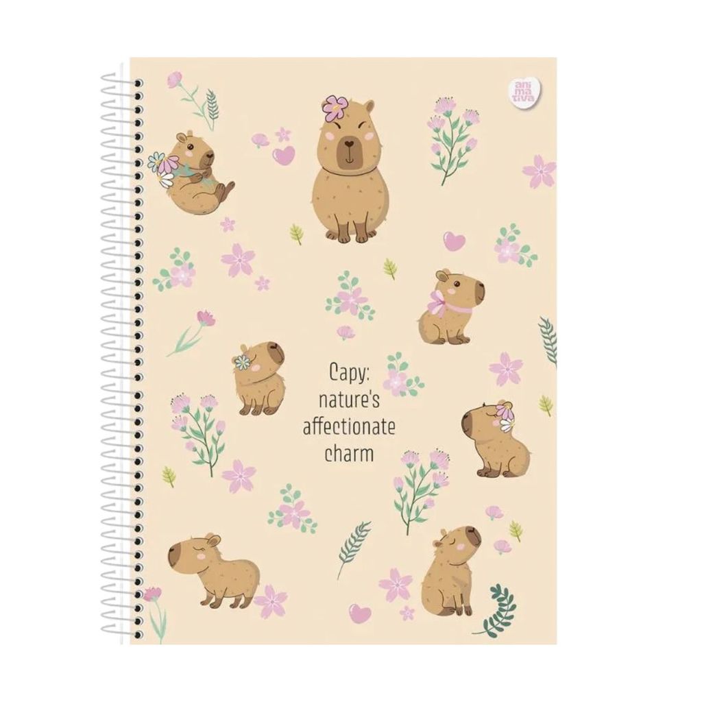 Caderno Capivara Capa Dura Espiral Escolar Meninas 1 Matéria em Oferta na Shopee