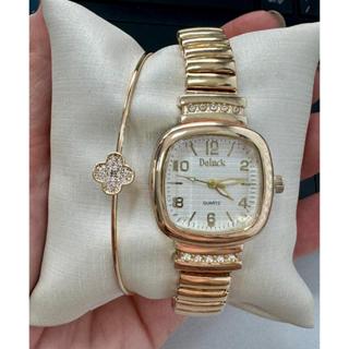 Relógio Feminino Kit Mini Elegance Quadrado com Detalhe Strass em Oferta na Shopee