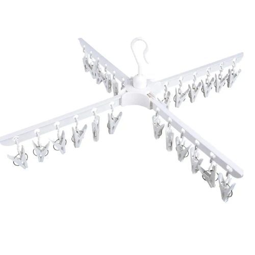 Cabideiro Articulado Organizacao Enxoval Bracos Giratorios Ajustavel Suporte Roupas Branco Casa Quarto
