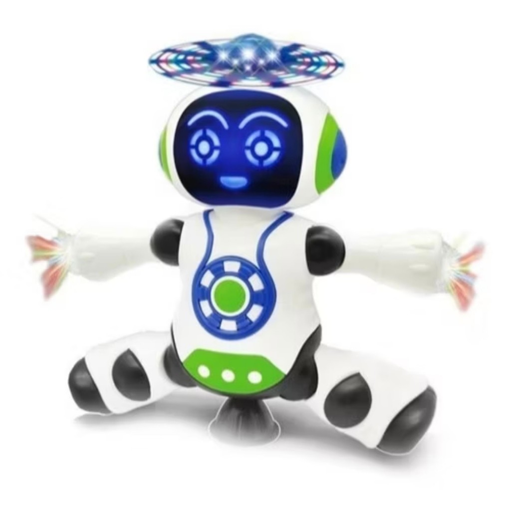 Robô Dançarino Brinquedo Musical com Luzes 3D Anda, Gira 360° e Toca Música – Robot Branco Infantil em Oferta na Shopee
