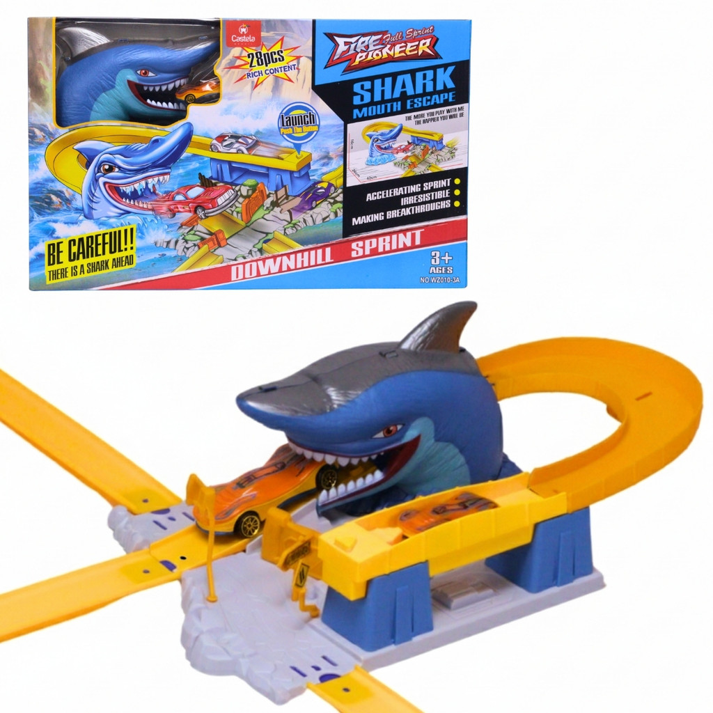 Pista De Carrinho Escape Do Ataque Tubarão Carrinho 1:64 em Oferta na Shopee