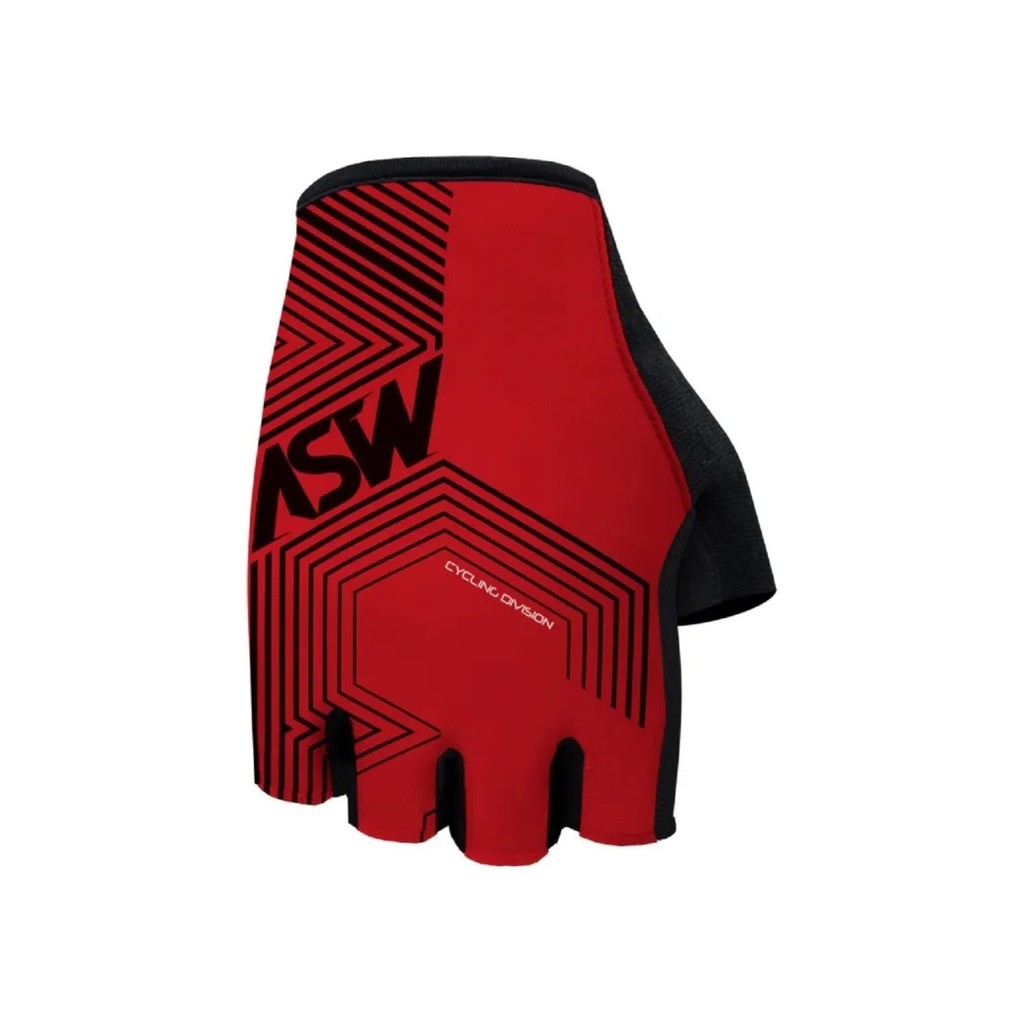 Luva Ciclismo Bike Asw Flex Polygon Meio Dedo Feminina Vermelha
