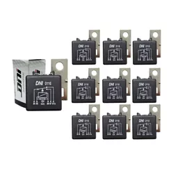 Kit 10 Relé Auxiliar Reversor 40/30a 5 Terminais 12v Universal Com Suporte DNI0116