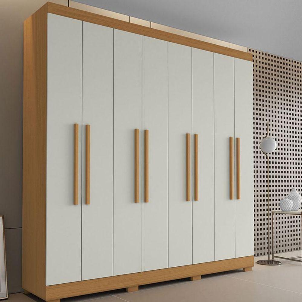 Guarda Roupa Casal Ambiente Porto 8 Portas 4 Gavetas Freijó Baunilha - Aramóveis em Oferta na Shopee