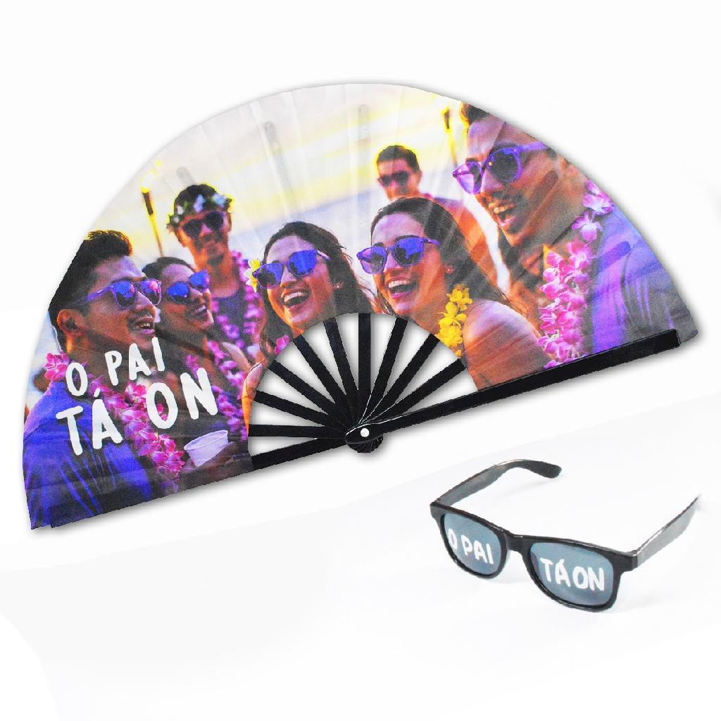 Kit Leque O Pai Tá On + Óculos Festa Carnaval Rave Balada Acessórios Divertidos Verão Promoção