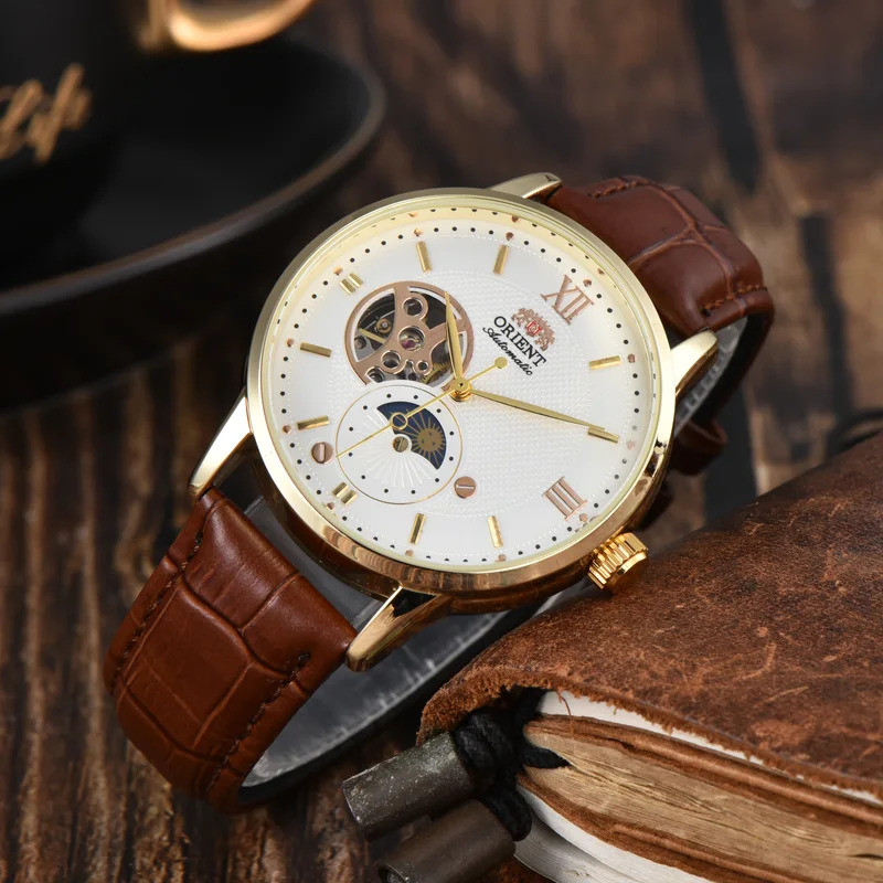 Orient Sport Relógio Mecânico Automático Unissex Função Completa Pulseira De Couro Hora Mundial